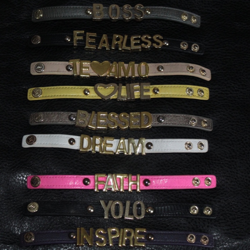 BCBG AFFIRMATION BRACELET • GOLD LETTERS